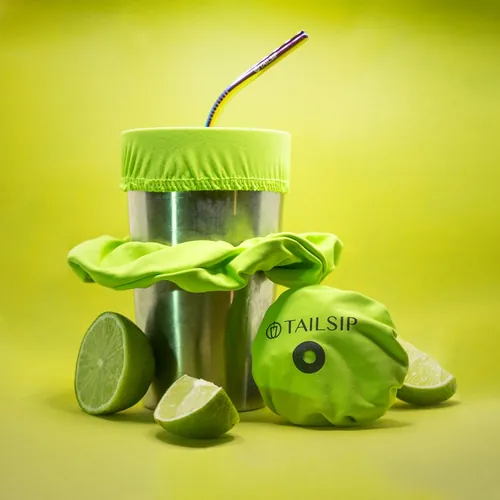 Coletero tapa vasos Tailsip flúor sobre un vaso